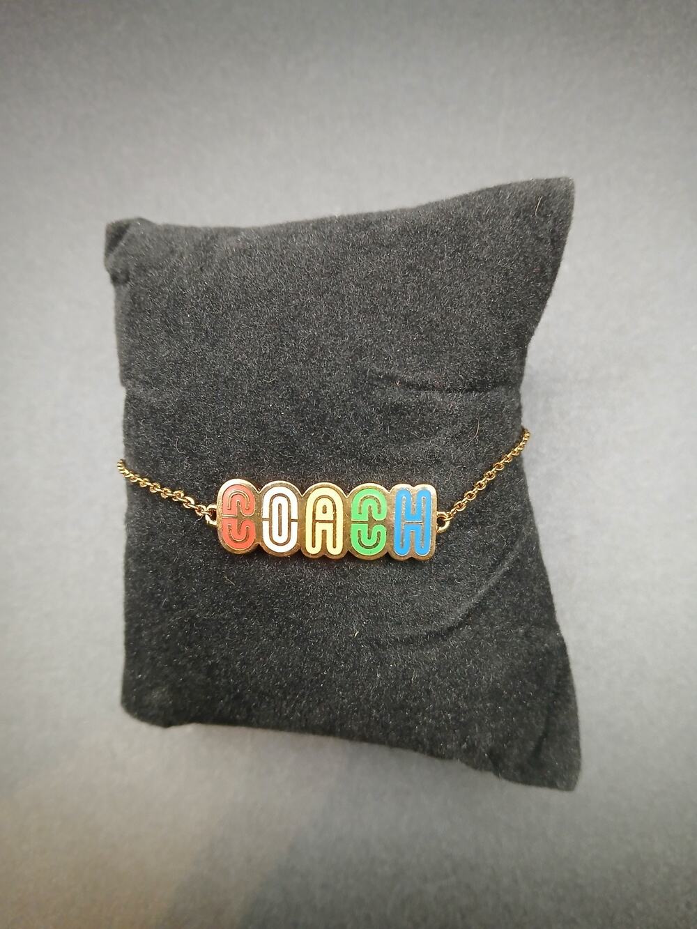 Coach Logo Retro Slider Bracelet Gold Tone
